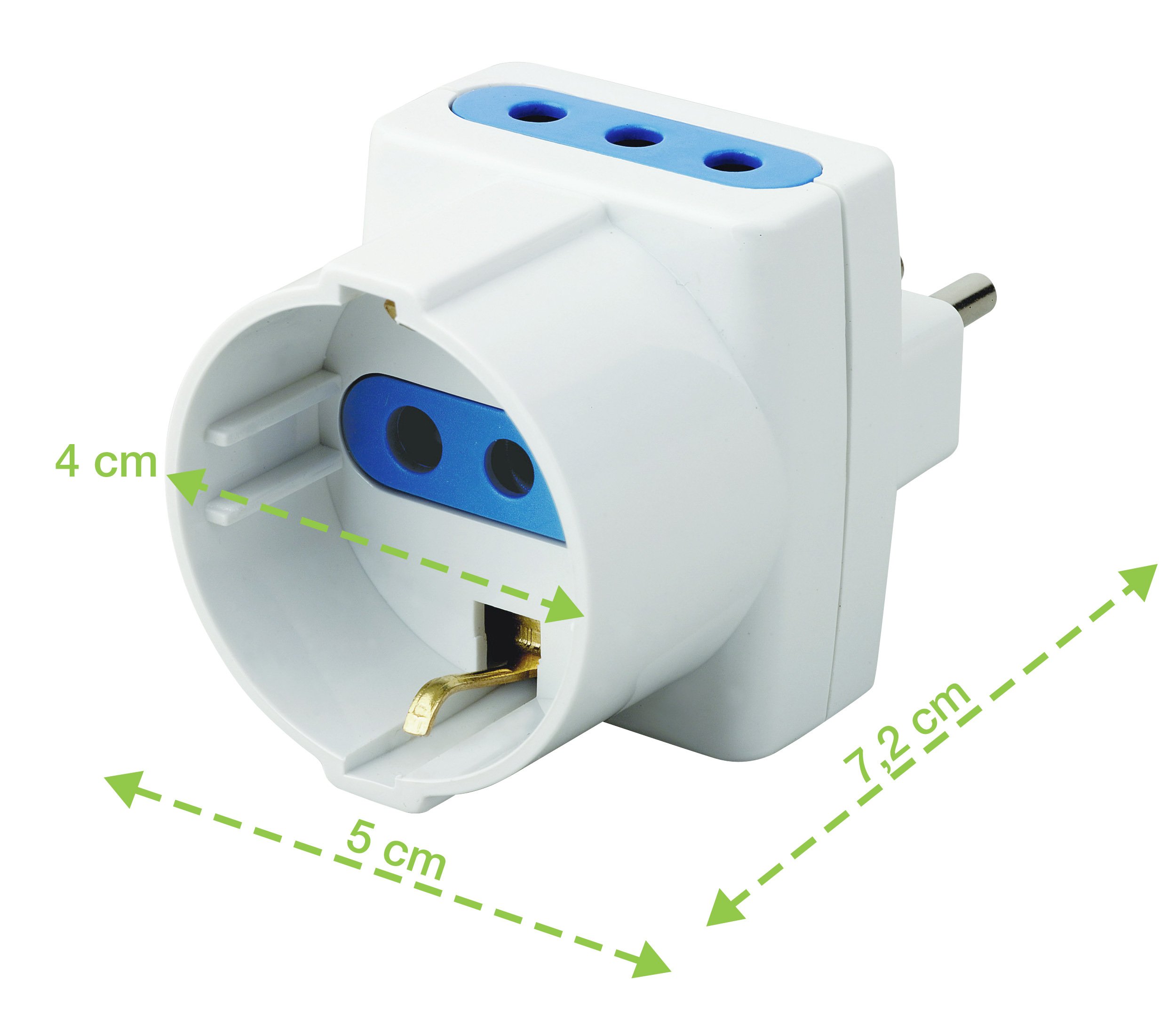 Adattatore Triplo Schuko Spina 2P+T Prese 2P+T 10A TECHLY - immagine 2