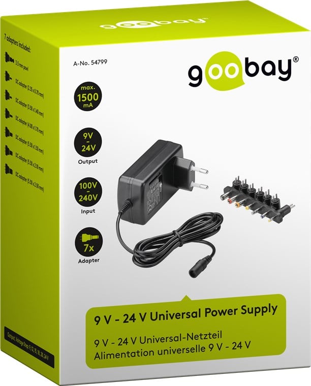 Alimentatore Switching Stabilizzato 9-24V 1500mA 36W GOOBAY - immagine 2