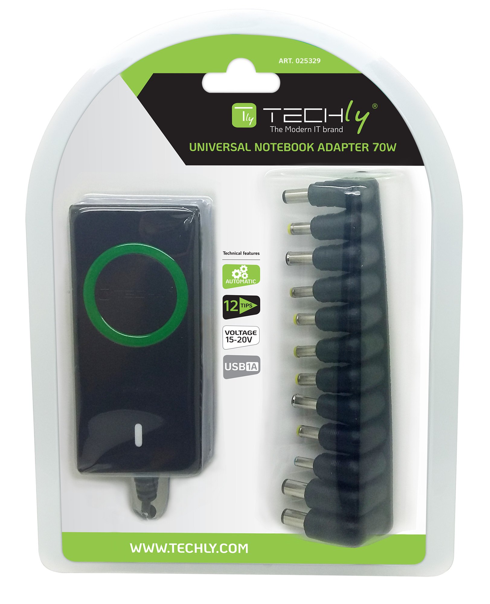 Alimentatore Universale AC per Notebook e LCD 70W con porta USB TECHLY - immagine 2