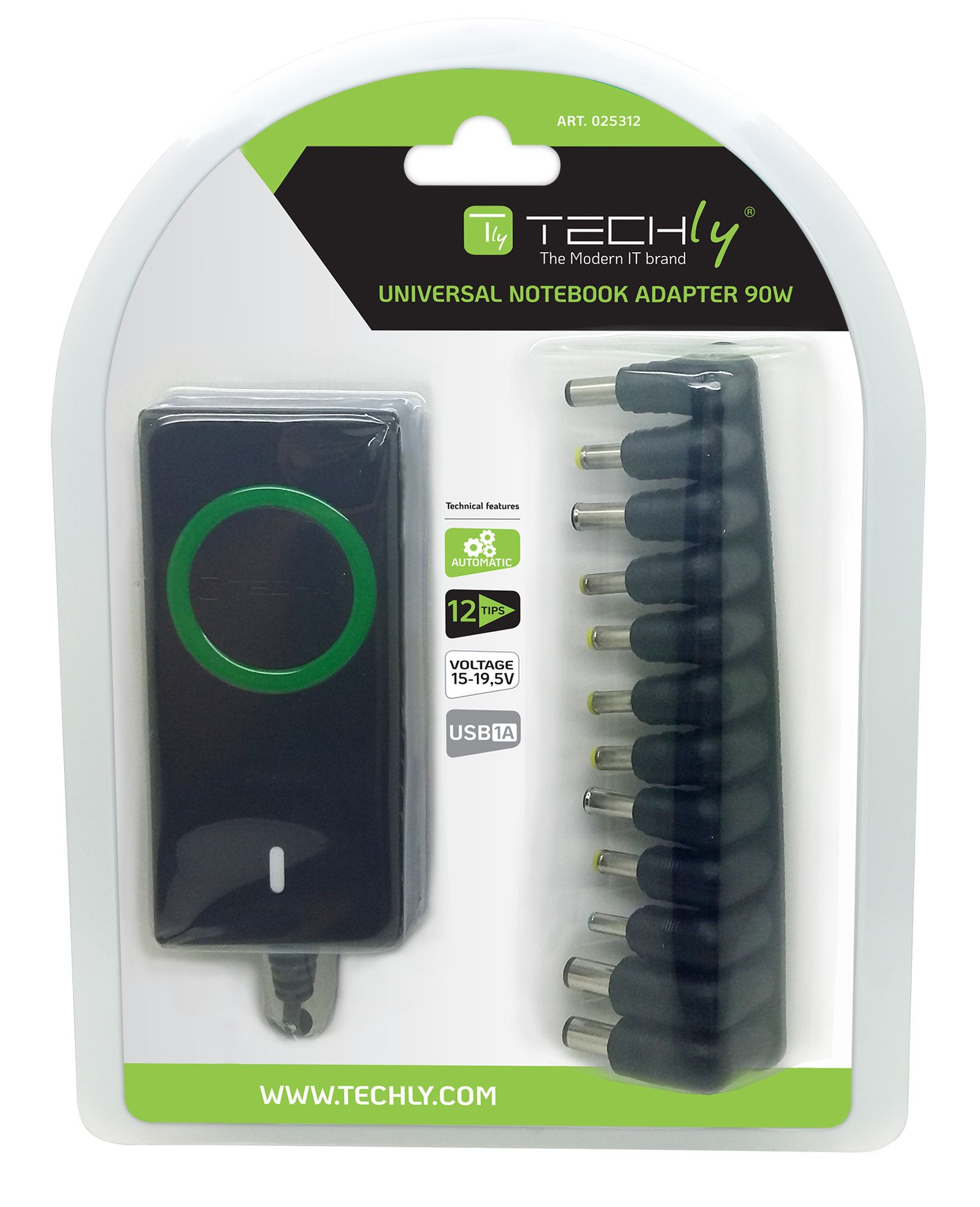 Alimentatore Universale AC per Notebook e LCD 90W con porta USB TECHLY - immagine 2
