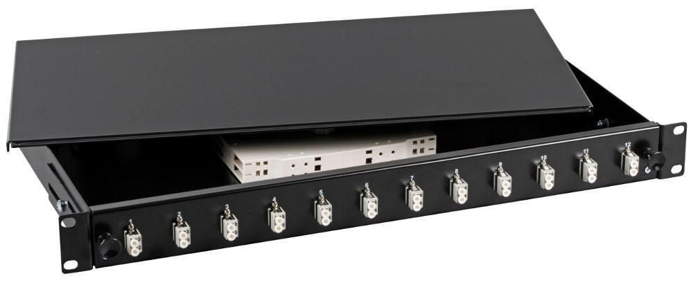 Cassetto Ottico 19'' con 12 bussole LC Duplex Multimodale OM2 Nero INTELLINET - immagine 2