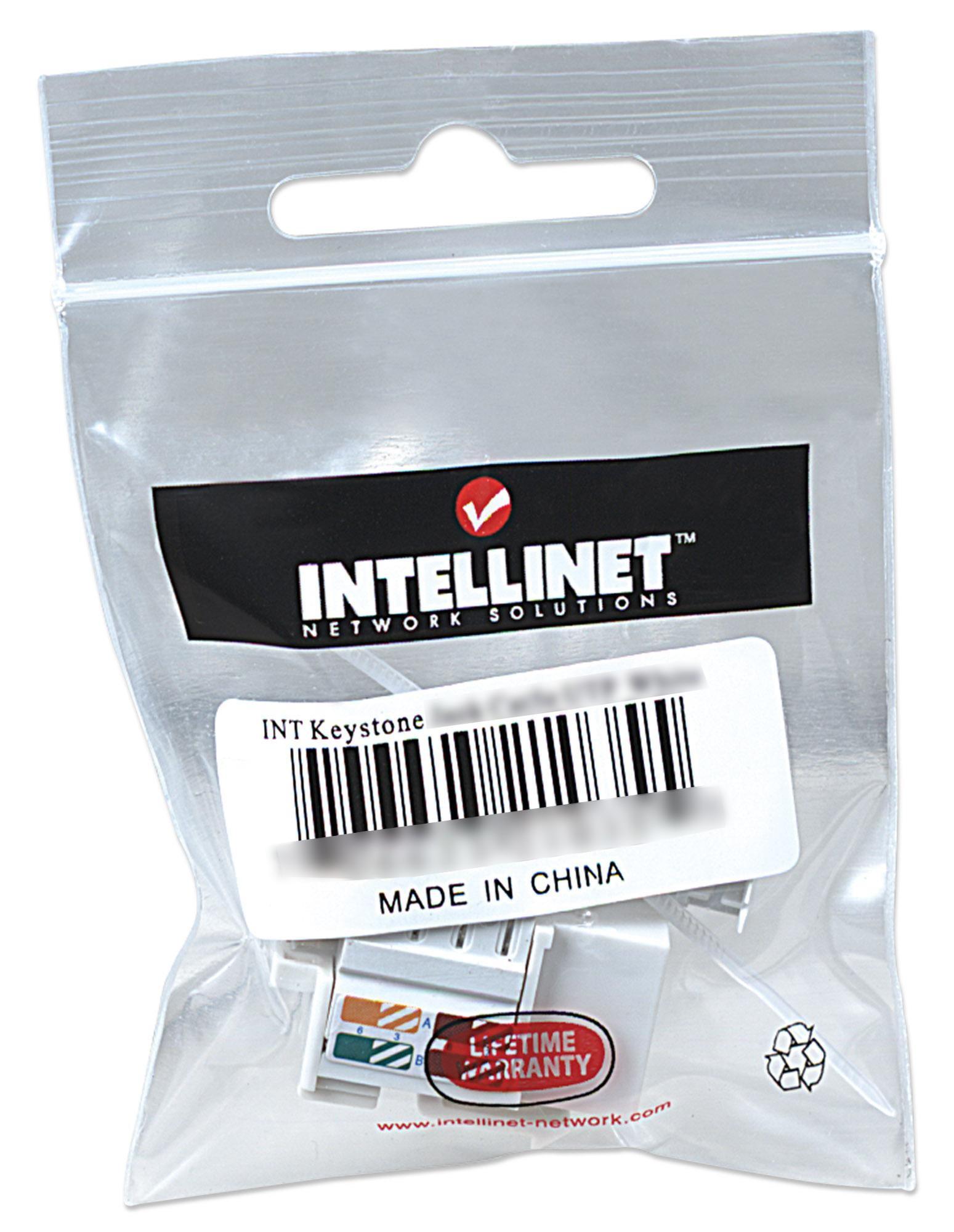 Frutto Keystone Toolless RJ45 Cat5e UTP Snap-In Bianco INTELLINET - immagine 2
