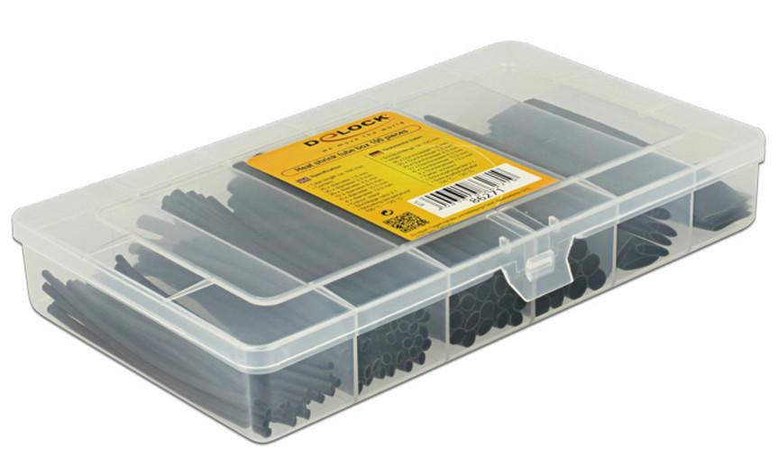 Kit 100 Tubi Guaina Termorestringente Nero per Isolamento Cavi DELOCK - immagine 2