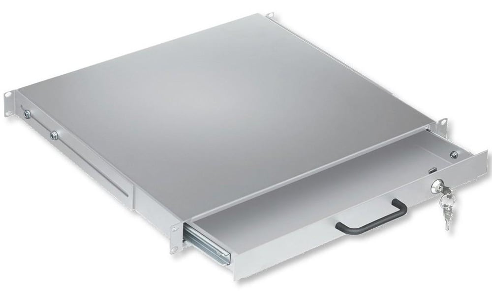 Cassetto Tastiera 1U per Rack 19'' con Serratura - Colore Grigio INTELLINET - immagine 2