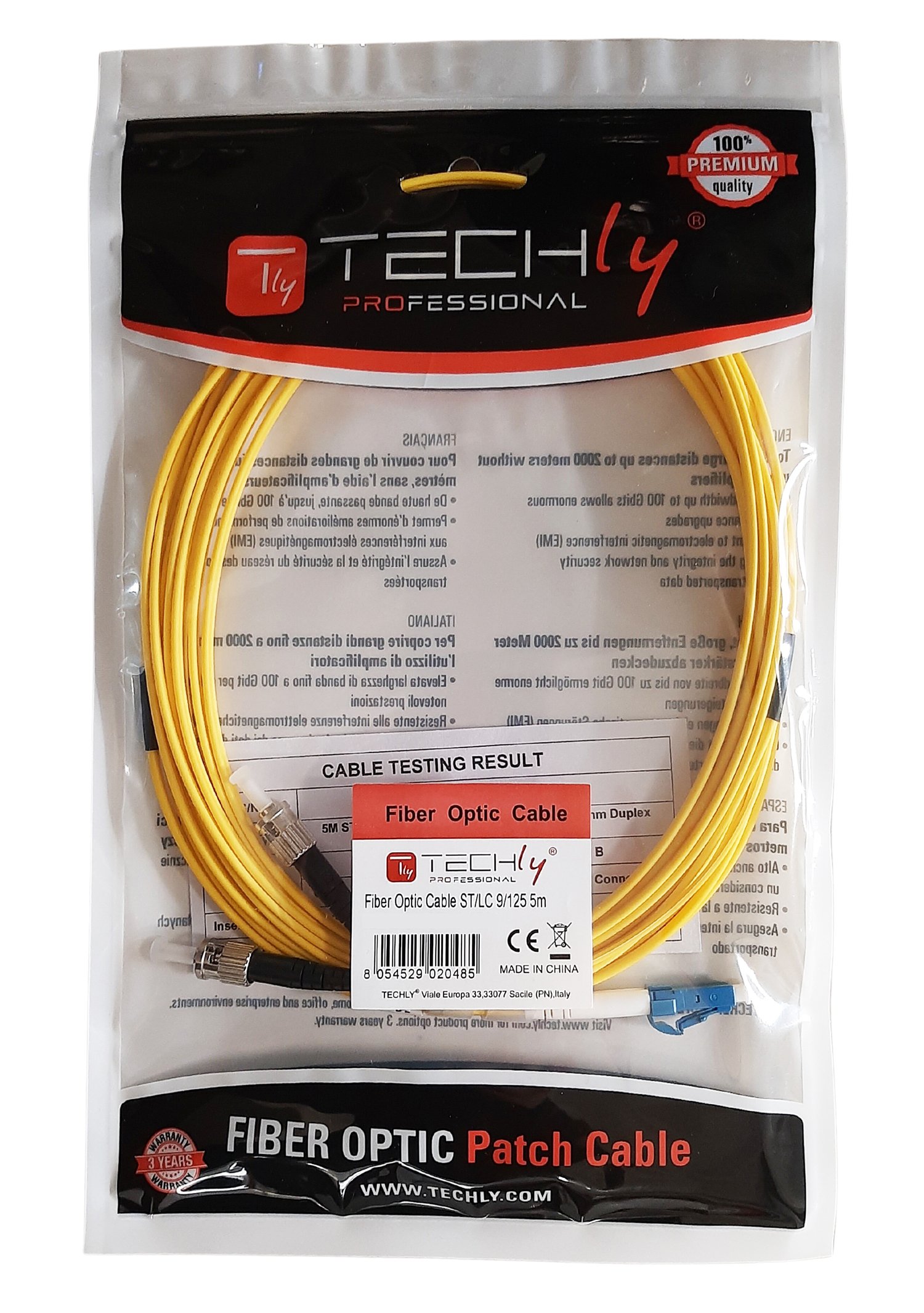 Cavo Fibra Ottica Monomodale 5m ST/LC OS2 TECHLY PROFESSIONAL - immagine 2