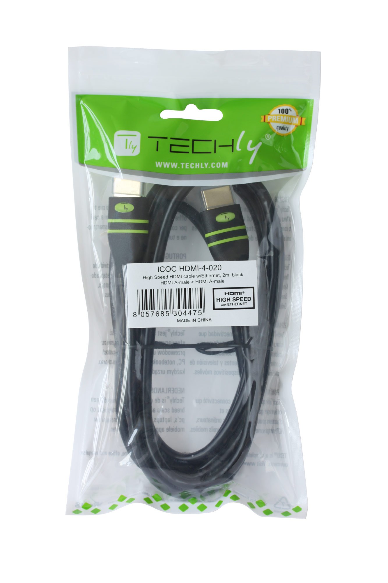 Cavo HDMI High Speed Ethernet 2m con Ferrite TECHLY - immagine 2