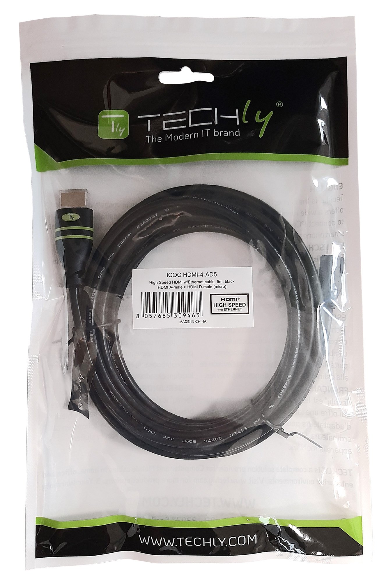 Cavo HDMI Highspeed con Ethernet 1.4A - 1m TECHLY - immagine 2