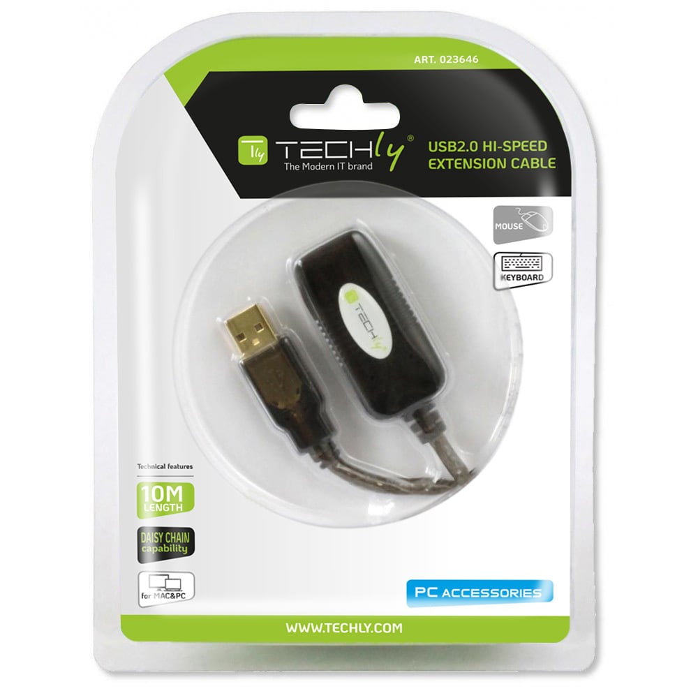 Cavo Prolunga Attivo Extender USB Hi Speed Estensore di Segnale 10m Nero TECHLY - immagine 2