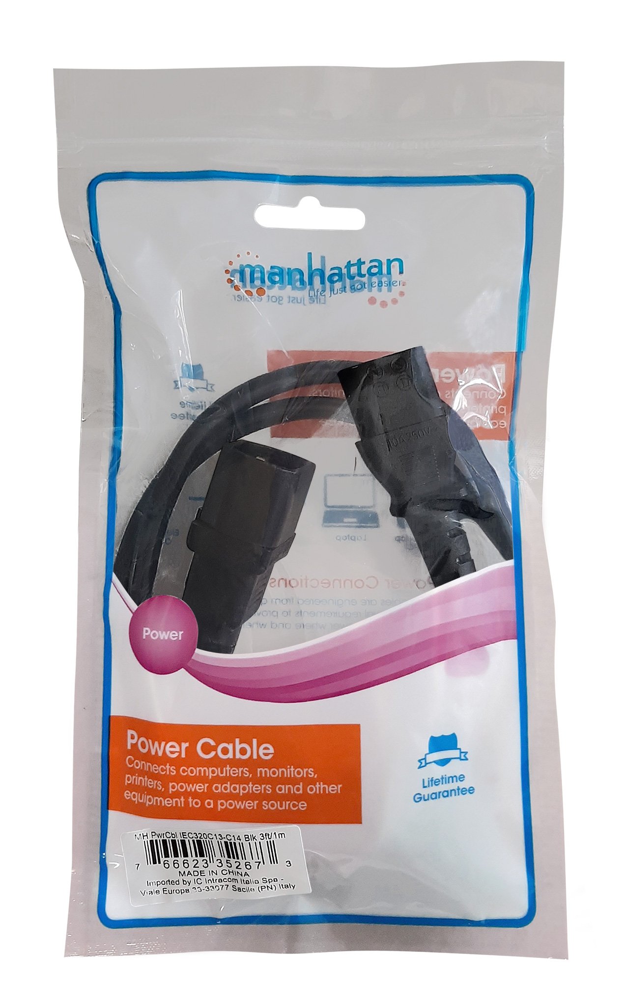 Cavo prolunga VDE C13 F a C14 M 1 m nero MANHATTAN - immagine 2