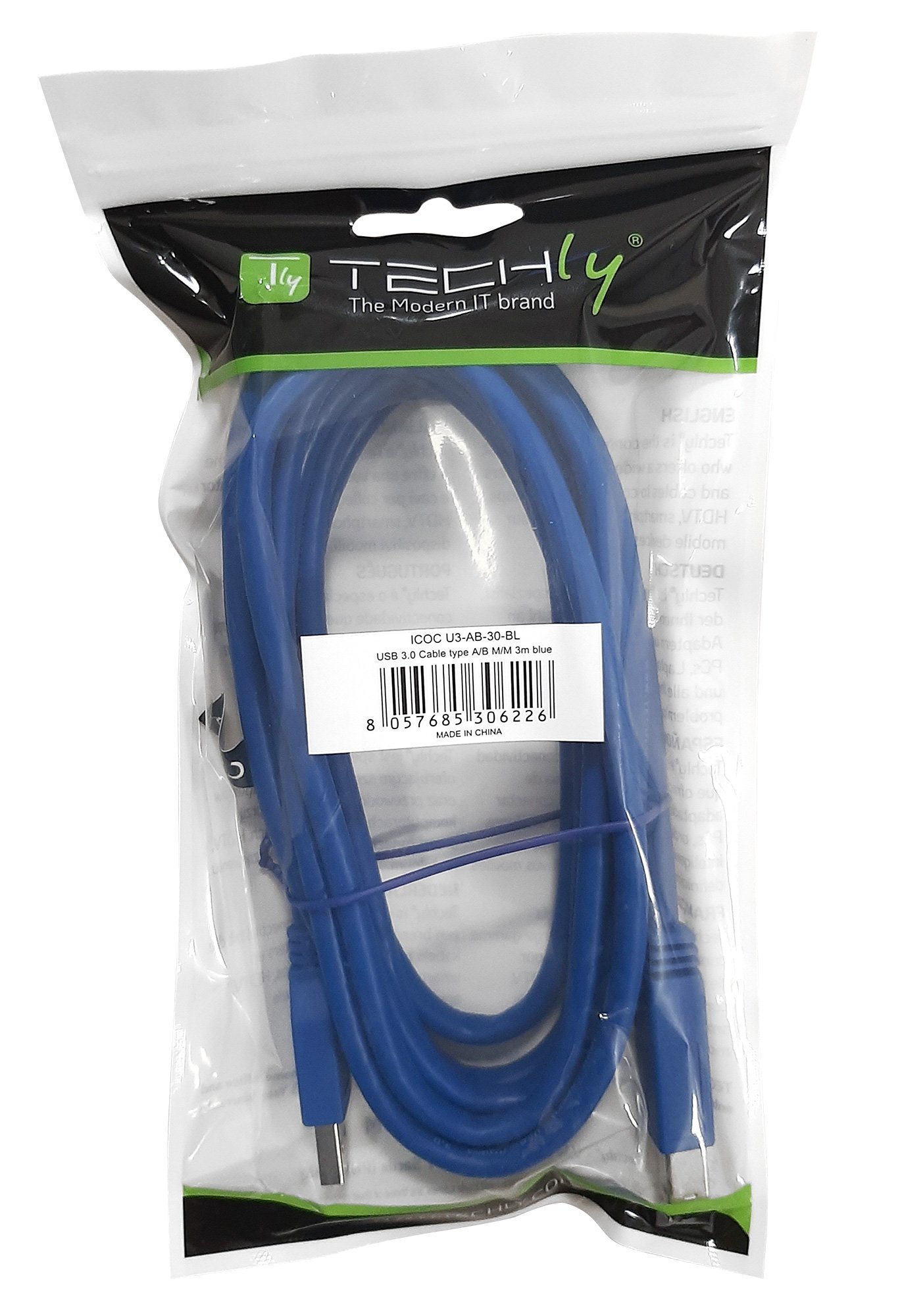 Cavo USB 3.0 Superspeed 0,5m Blu TECHLY - immagine 2