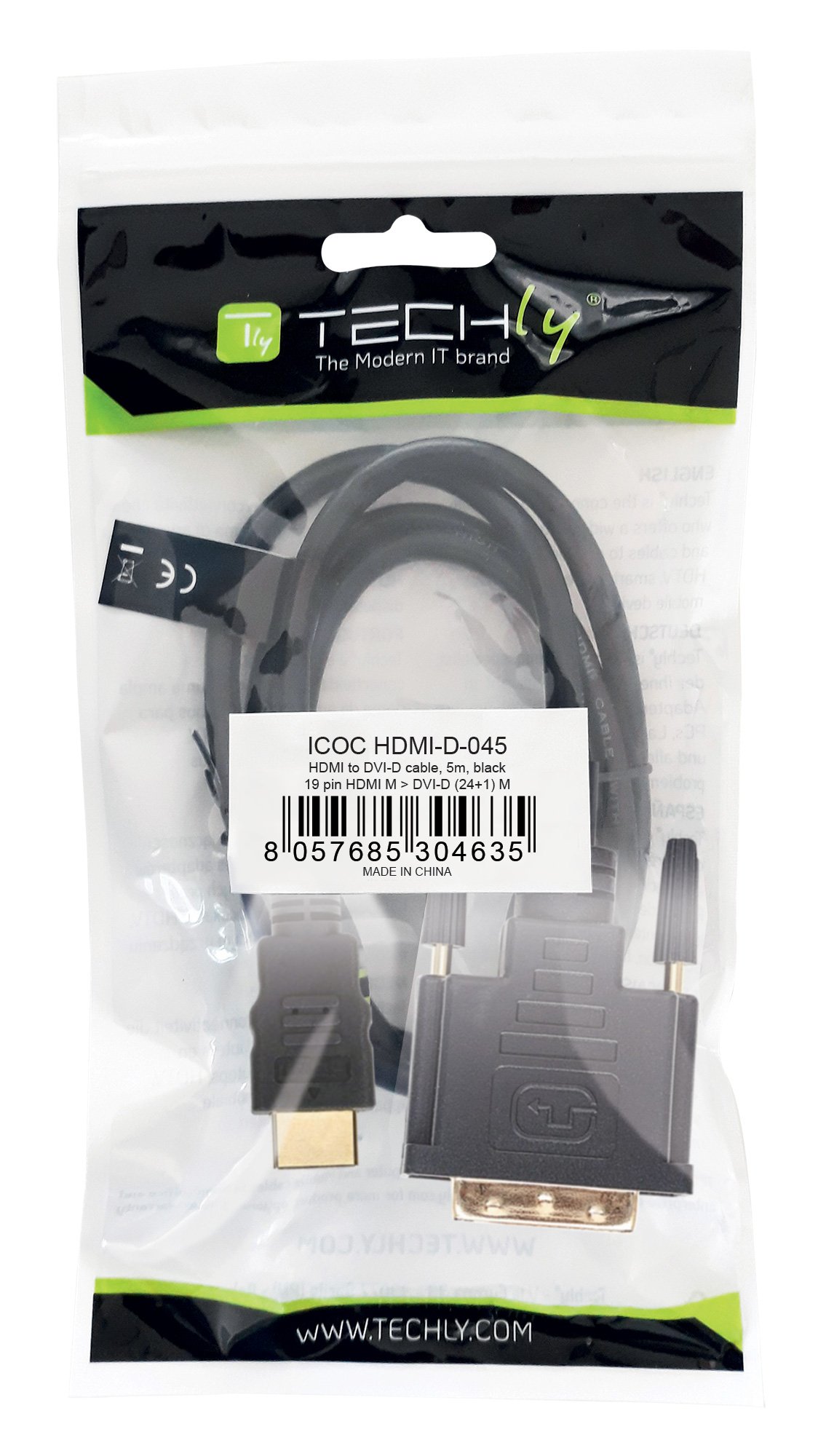 Cavo Video da HDMI™ a DVI-D M/M 5 m TECHLY - immagine 2