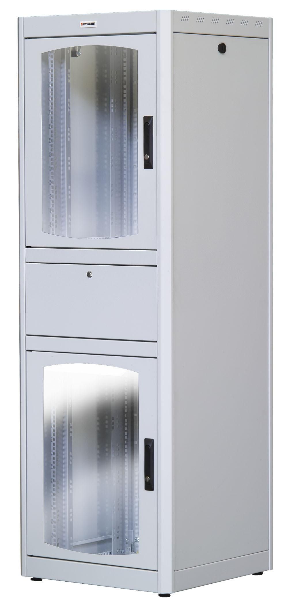 Armadio Rack 19'' 600x600 38U con Ripiano Tastiera Grigio INTELLINET - immagine 2