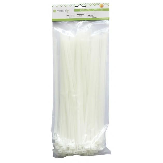 Fascette Fermacavi 200x4,8mm con Targhetta 13x28mm 100 pz Bianco TECHLY - immagine 2
