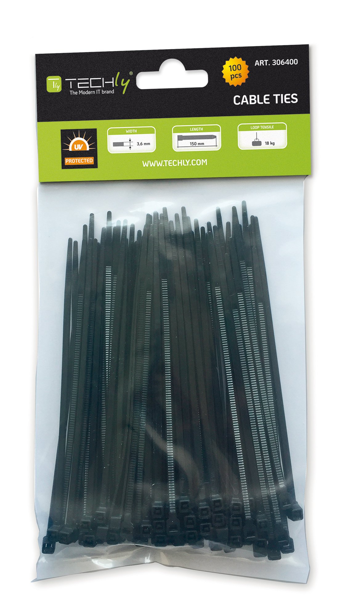 Fascette Fermacavi Autobloccanti 100x2,5mm in Nylon 100pz Nero TECHLY - immagine 2
