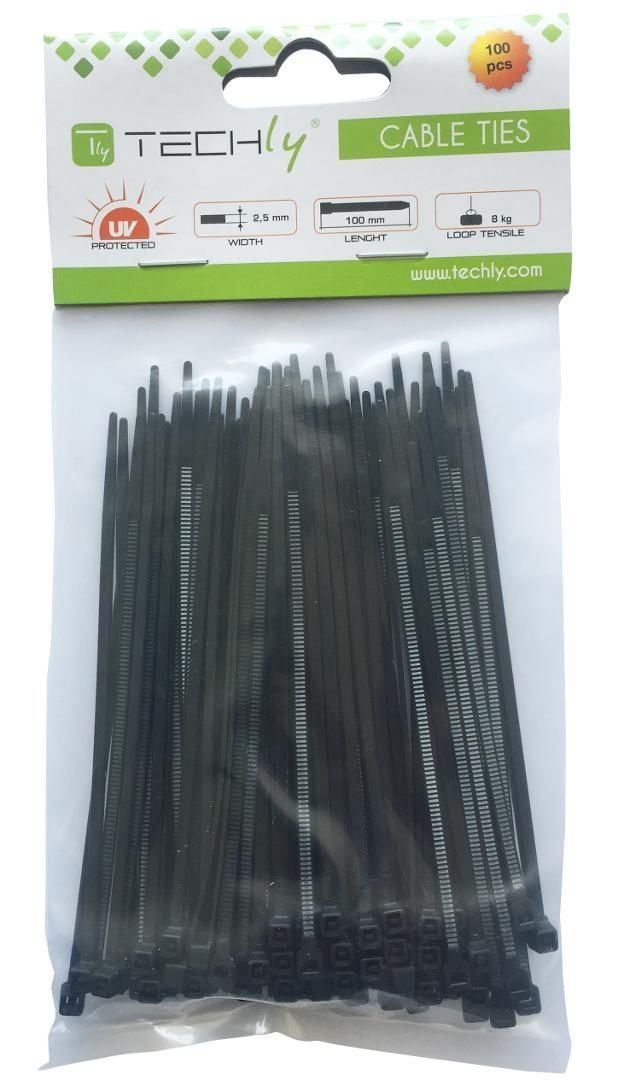 Fascette Fermacavi Autobloccanti 280x4,8mm in Nylon 100pz Nero TECHLY - immagine 2