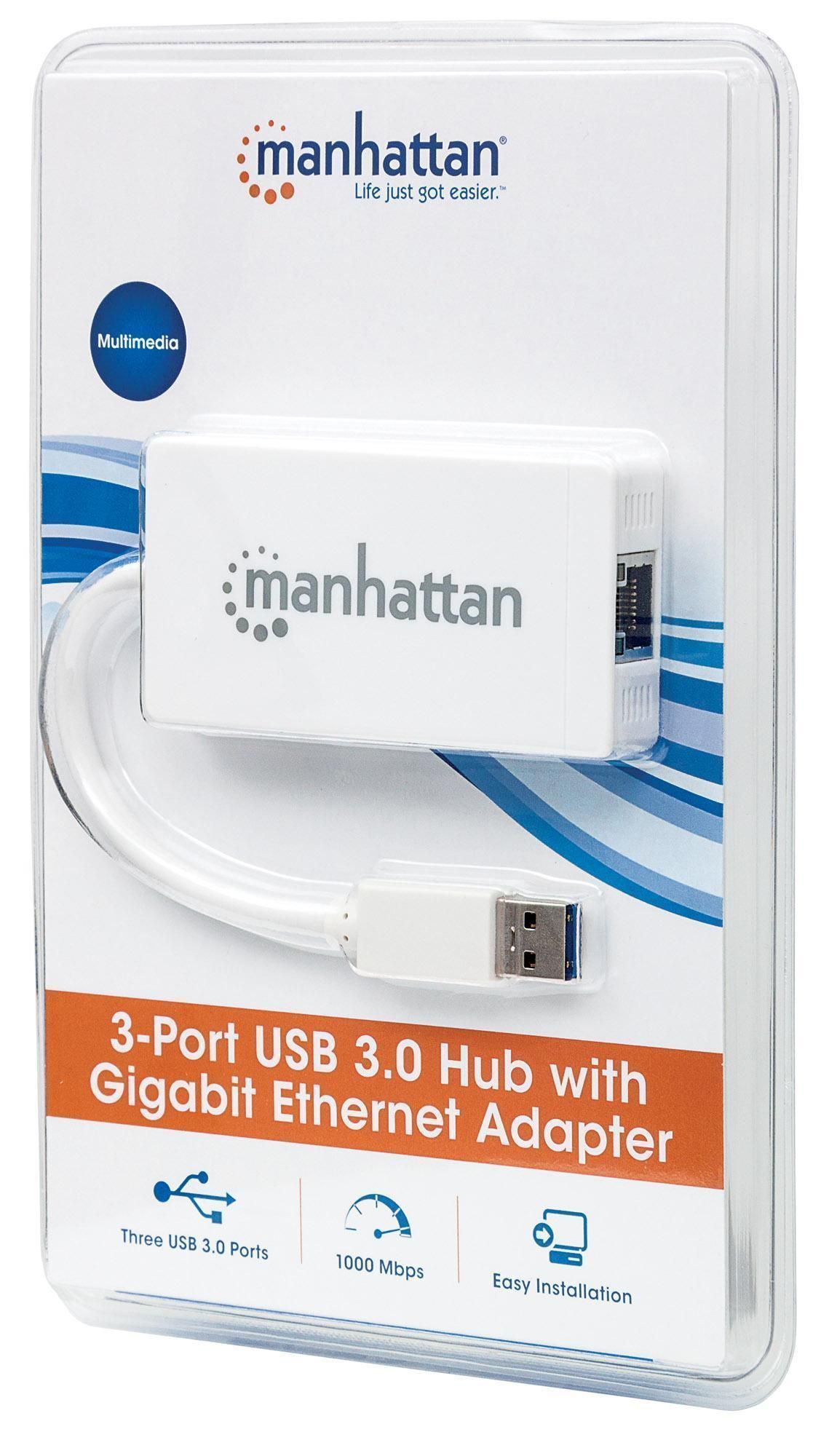 Hub USB 3.0 con Ethernet Gigabit: Connessioni Veloci MANHATTAN - immagine 2