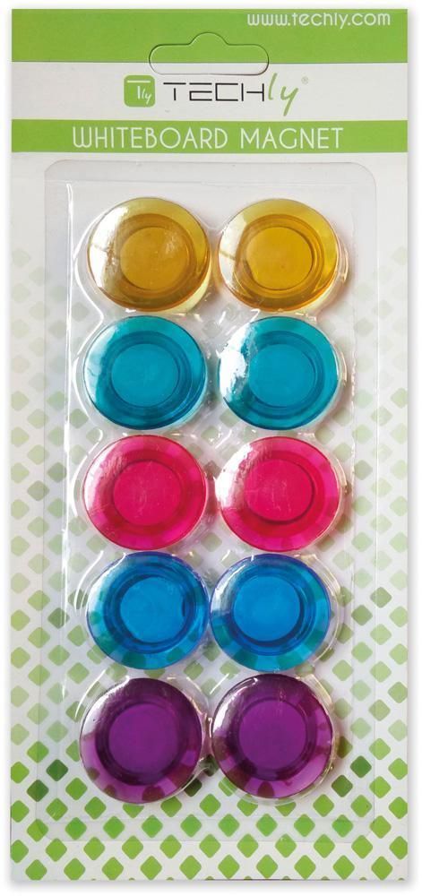 Calamite per Lavagna Magnetica Magneti Trasparenti Colorati 10 pz TECHLY - immagine 2