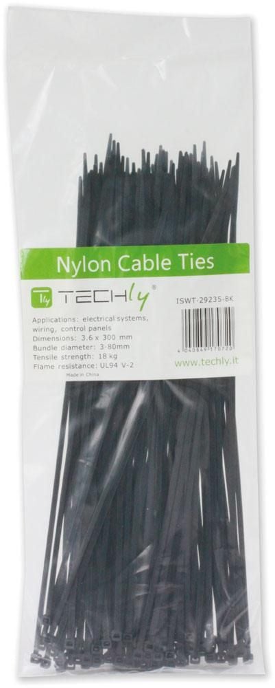 Fascette Fermacavi Autobloccanti 200x4,8mm in Nylon 100pz Bianco TECHLY - immagine 2