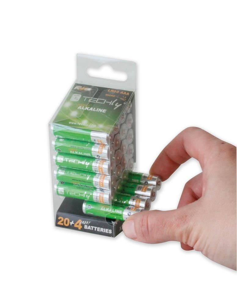 Multipack 24 Batterie High Power Mini Stilo AAA Alcaline LR03 1,5V TECHLY - immagine 2