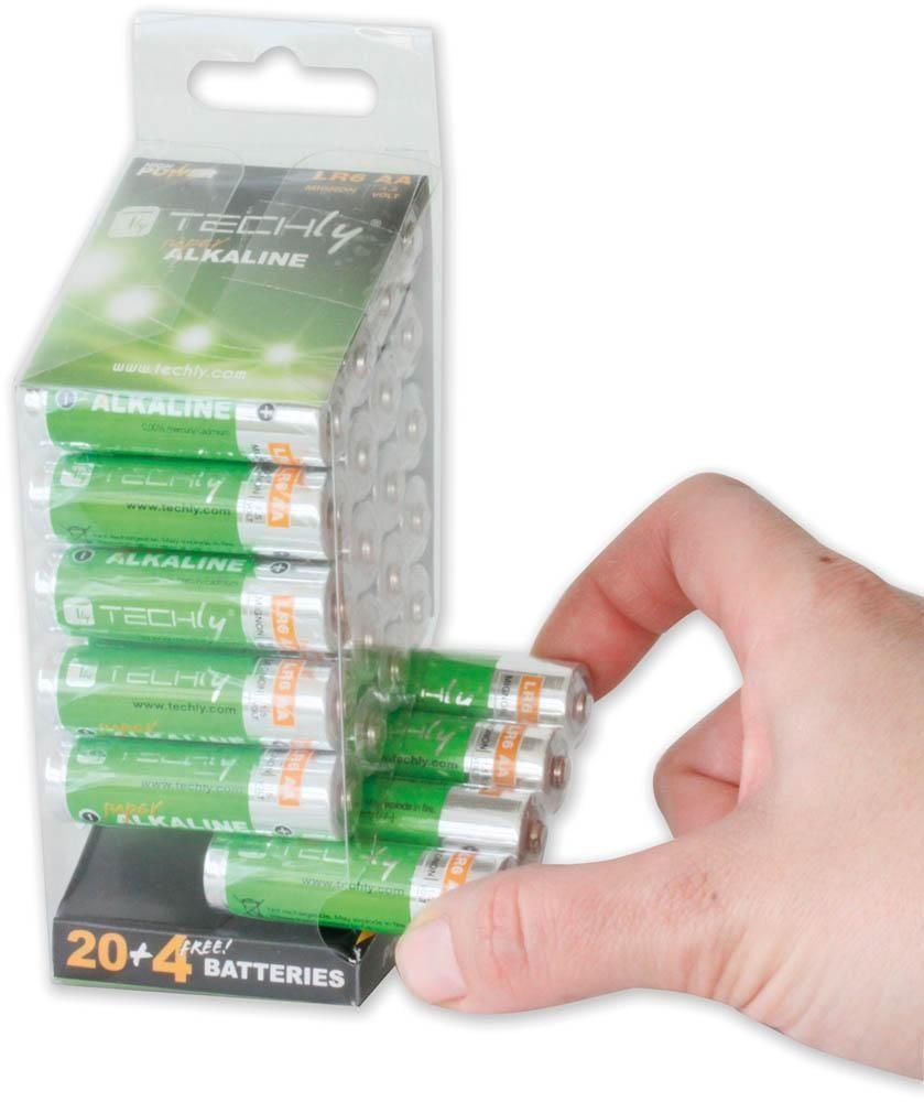 Multipack 24 Batterie High Power Stilo AA Alcaline LR06 1,5V TECHLY - immagine 2