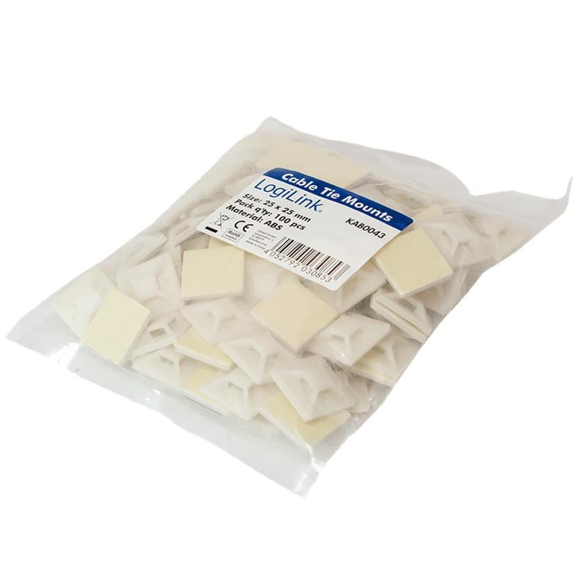 Supporto Autoadesivo 25x25mm per Fascette 100 Pz Beige LOGILINK - immagine 2