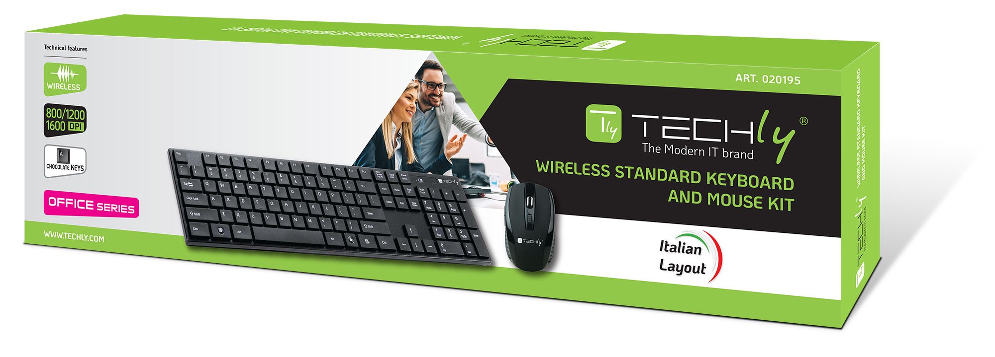 Kit Tastiera Standard e Mouse Wireless 2.4GHz Nero TECHLY - immagine 2