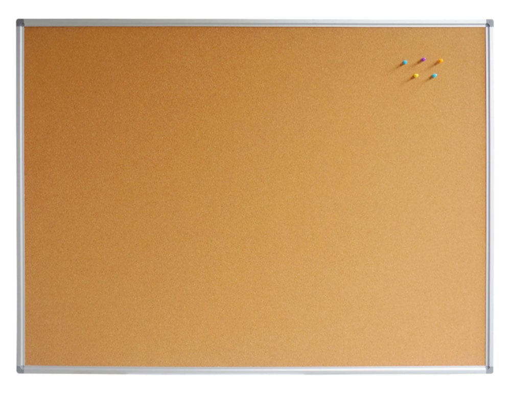 Bacheca Lavagna in Sughero Cornice in Alluminio Anodizzato 45x60 cm TECHLY - immagine 2