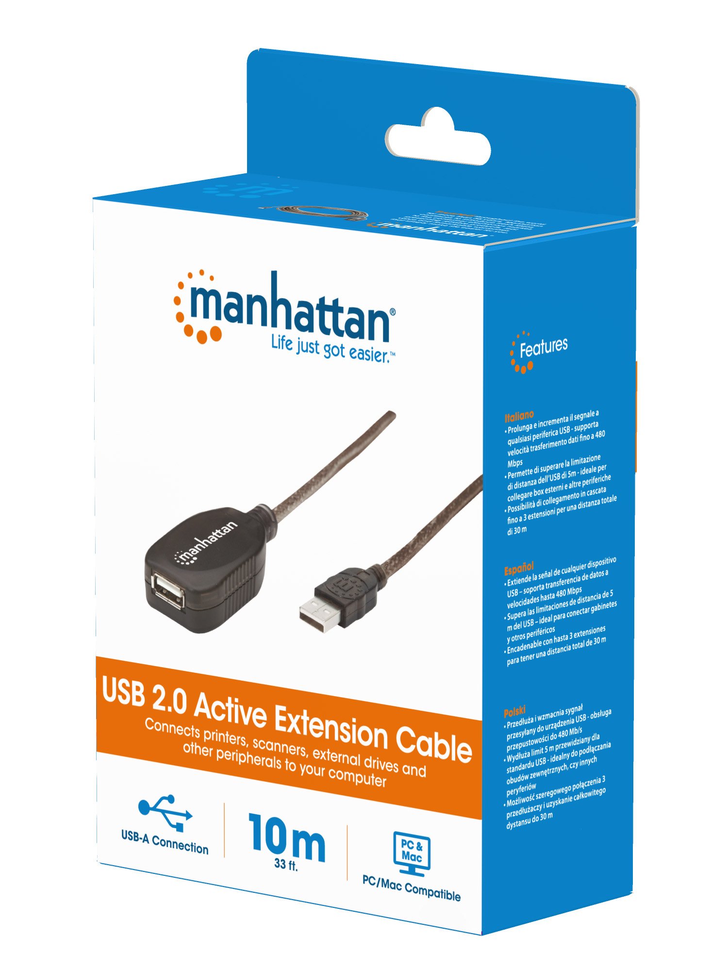Cavo USB 2.0 Attivo da 10 mt: Velocità e Connessione MANHATTAN - immagine 2