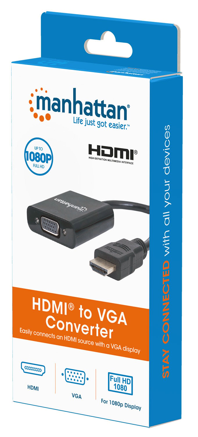 Cavo Convertitore HDMI a VGA con MicroUsb 30cm Nero MANHATTAN - immagine 2