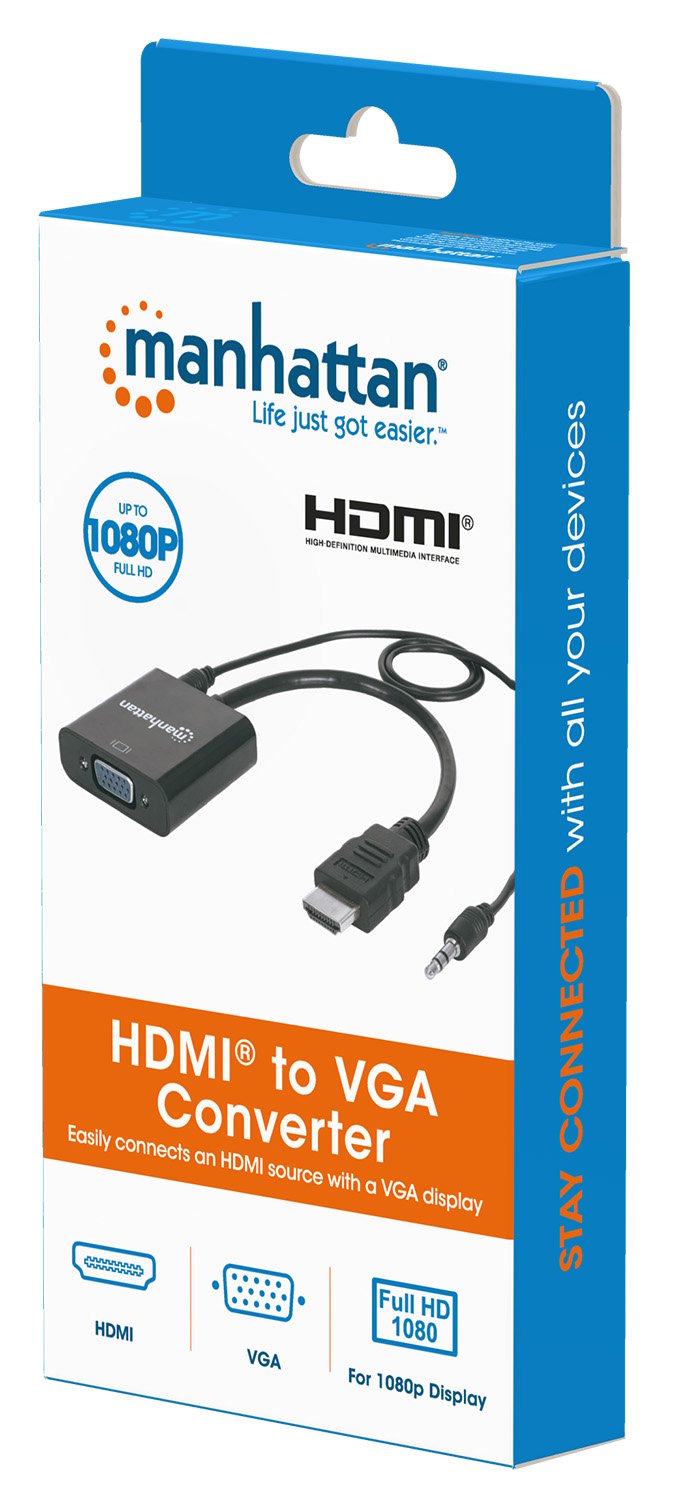 Cavo Convertitore da HDMI a VGA con Audio e MicroUsb 30cm Nero MANHATTAN - immagine 2