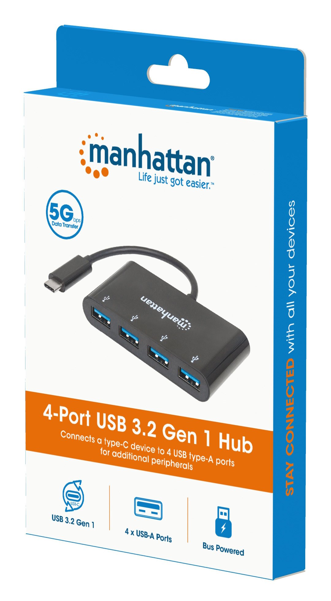 Hub USB-C™ 3.1 SuperSpeed 4 Porte USB-A 3.0 Femmina Nero MANHATTAN - immagine 2
