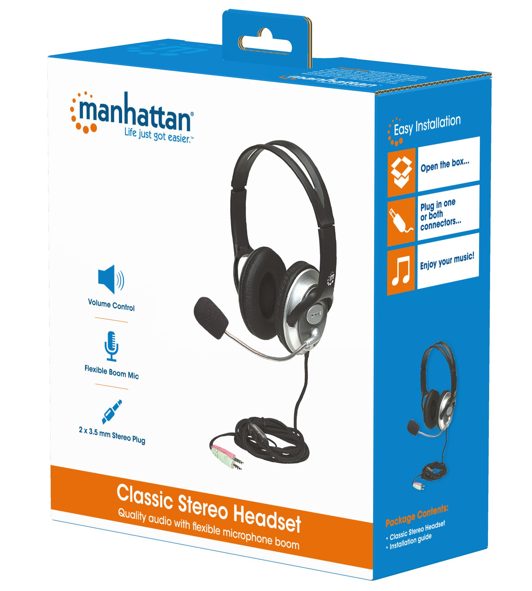 "Cuffia Stereo con Microfono - Design Classico 2x3.5mm" MANHATTAN - immagine 2