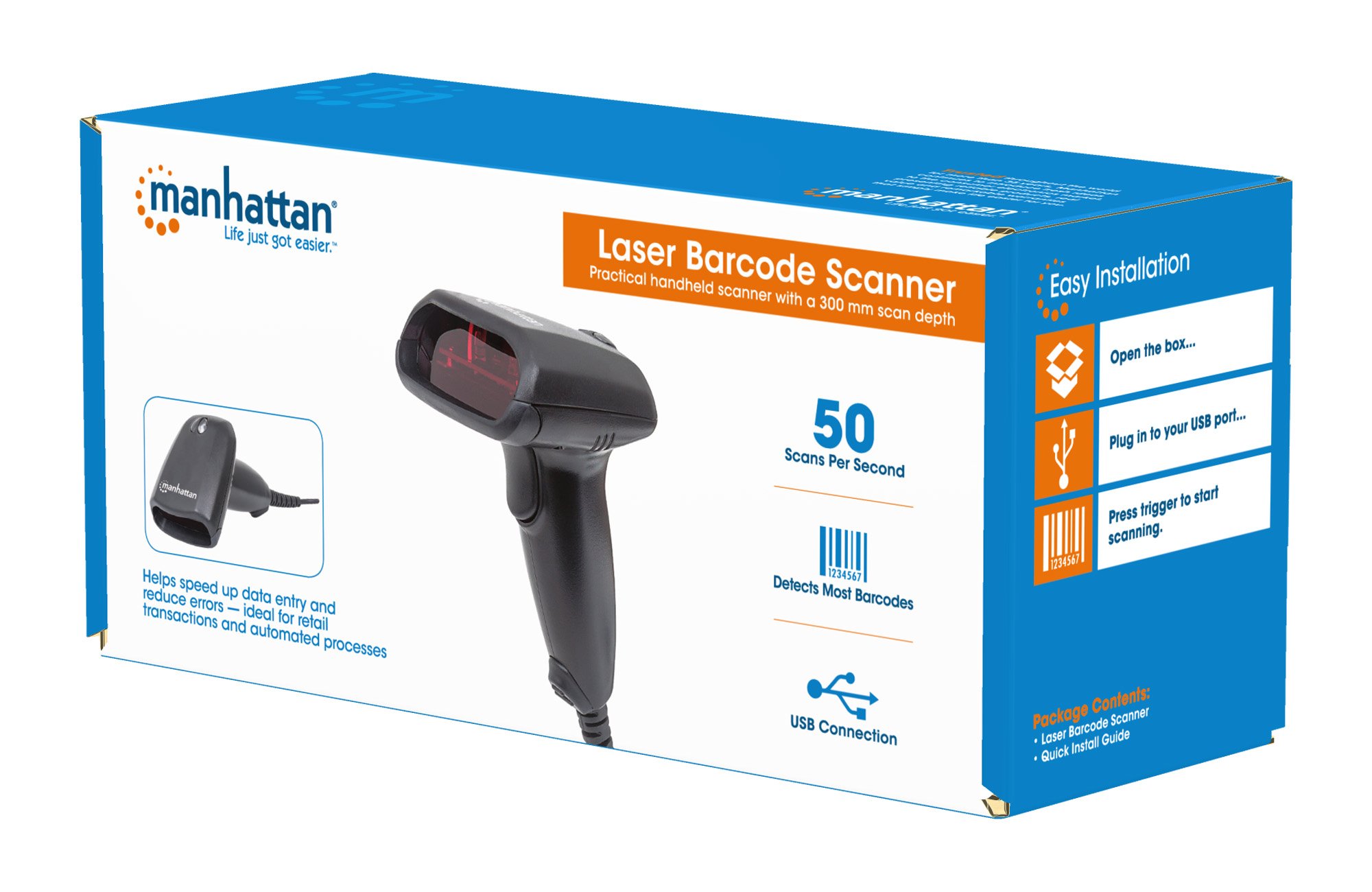 Lettore Laser Barcode USB Nero MANHATTAN - immagine 2