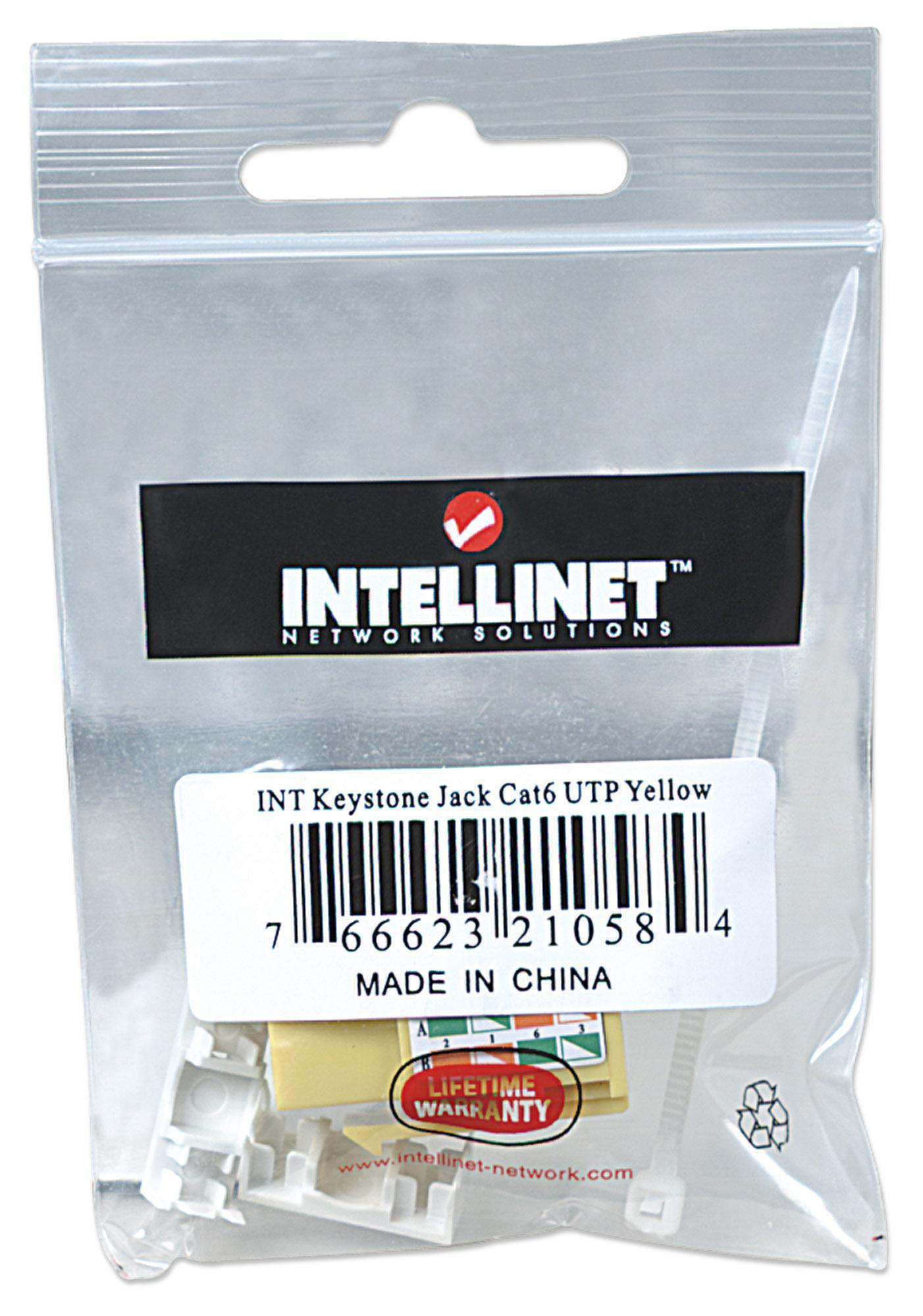 Keystone RJ45 Cat.6 UTP Giallo - Frutto della Connessione INTELLINET - immagine 2