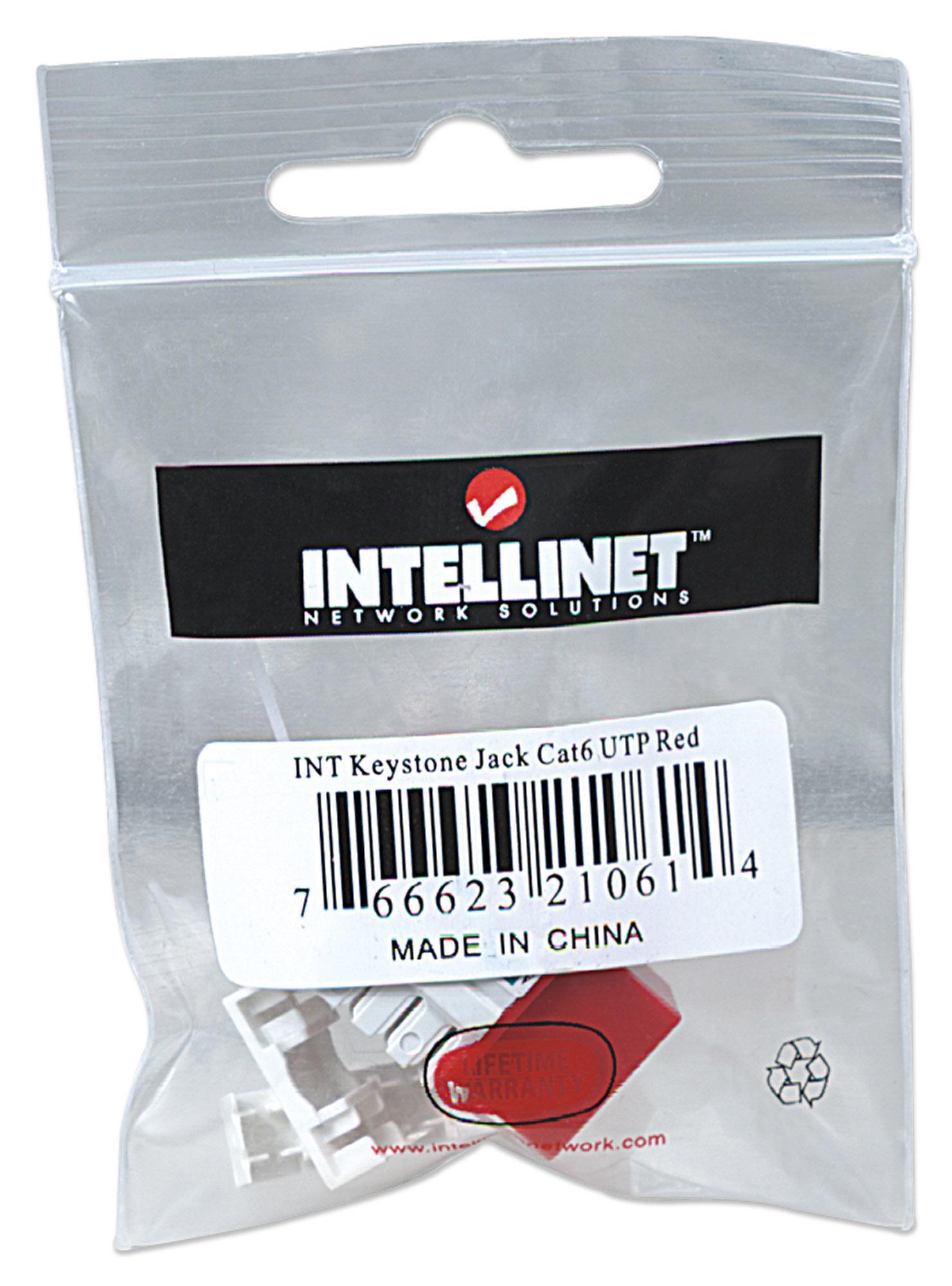 Keystone RJ45 Cat.6 UTP Rosso - Frutto della connettività INTELLINET - immagine 2