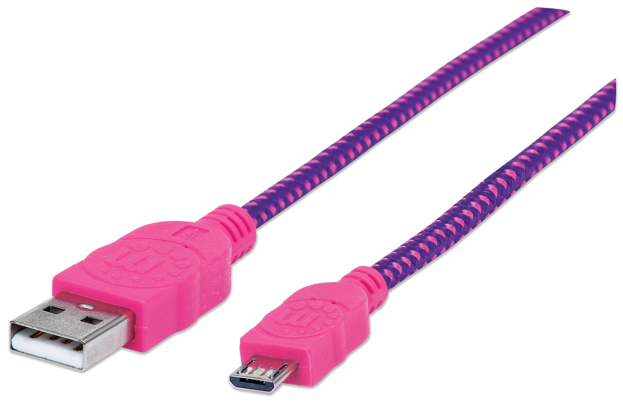 Cavo Micro USB Guaina Intrecciata USB2.0 A M/MicroB M Viola Blister MANHATTAN - immagine 2