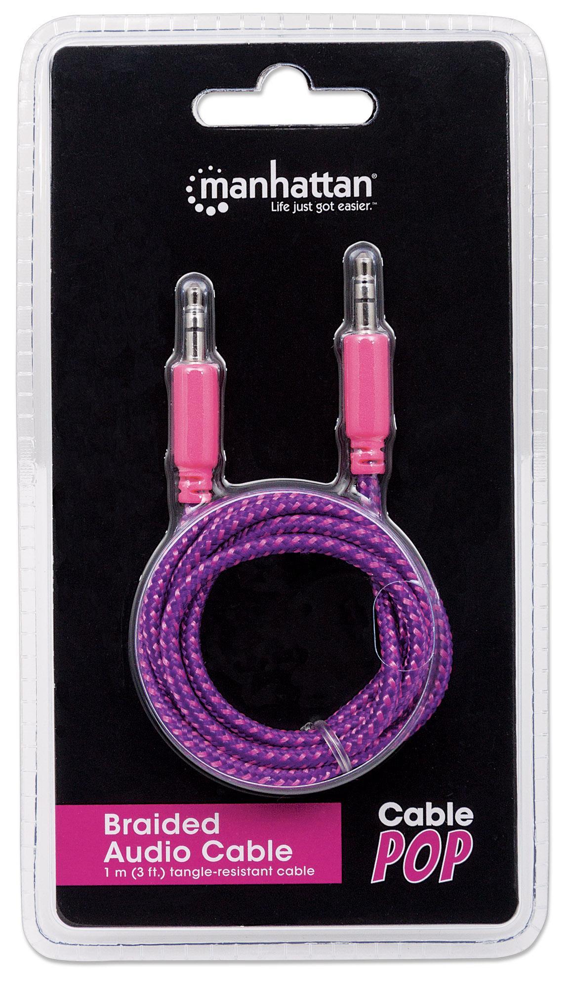 Cavo Audio con Guaina Intrecciata 1m Viola/Fucsia con Blister MANHATTAN - immagine 2