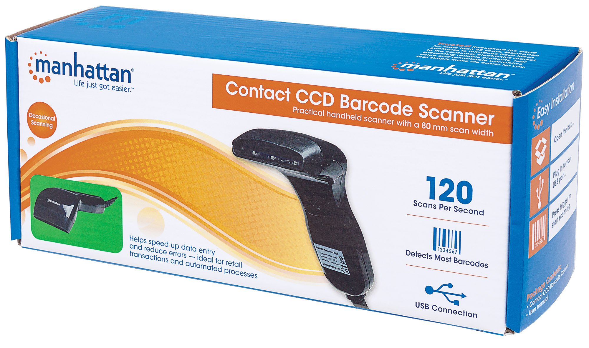 Lettore Codici Barre CCD USB Nero 80mm: Pratico e Affidabile MANHATTAN - immagine 2