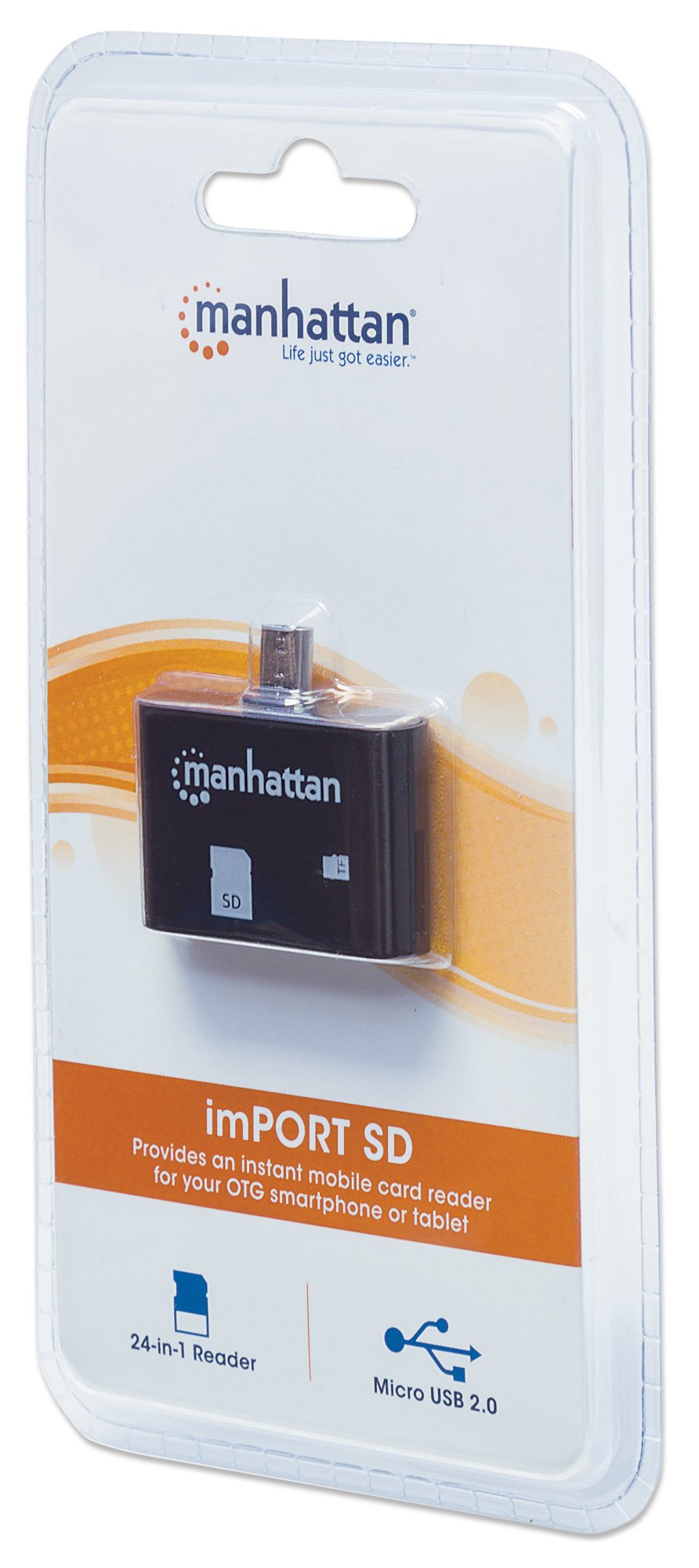 Mini Lettore Micro USB di Memorie SD/MicroSD per Smartphone e Tablet MANHATTAN - immagine 2