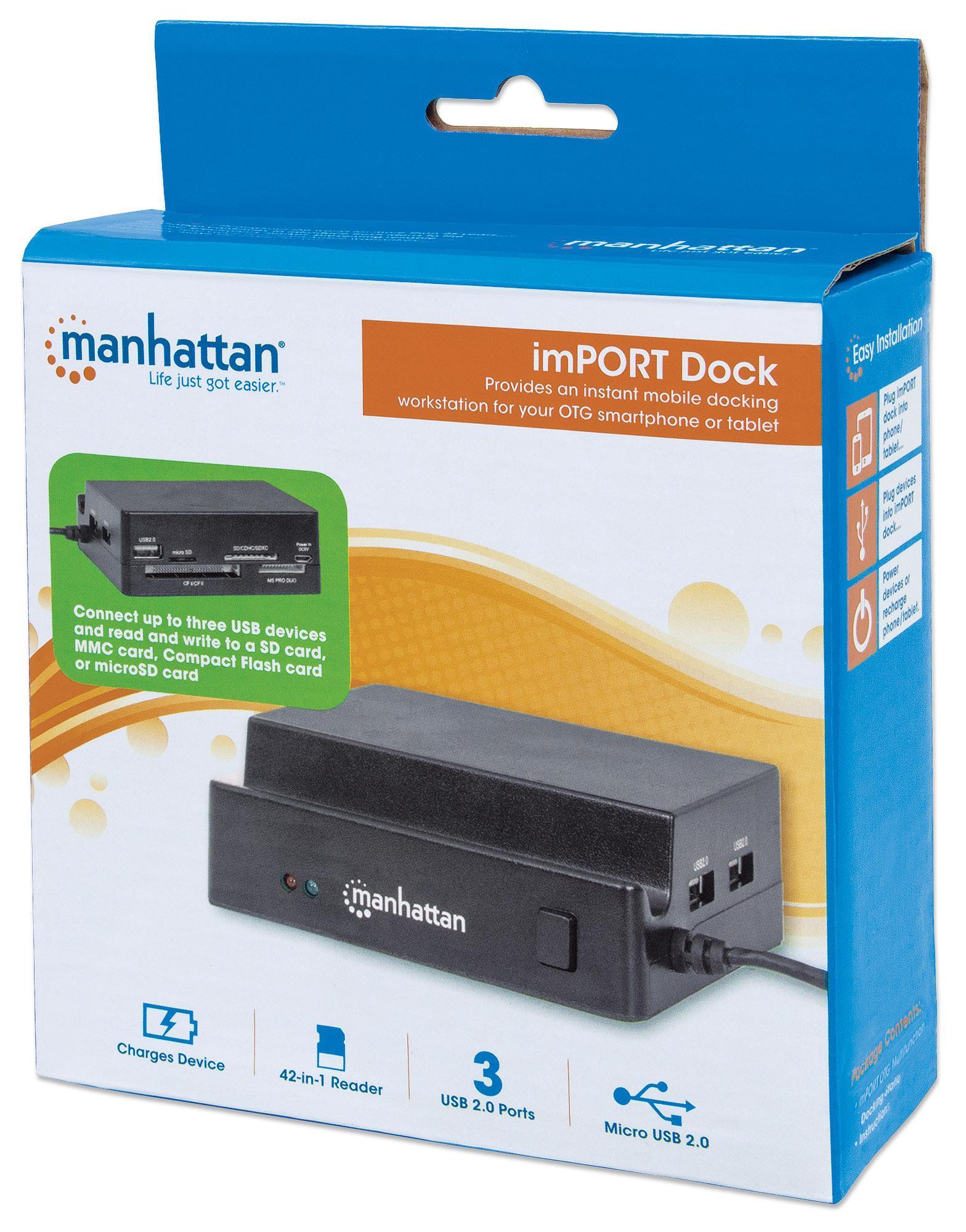 Docking Station 3 Porte USB Ricarica Smartphone e Tablet OTG Nero MANHATTAN - immagine 2