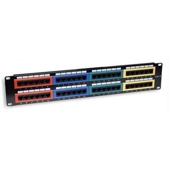 Pannello Patch Cat.6 con 48 Porte: Codifica Colorata INTELLINET - immagine 2