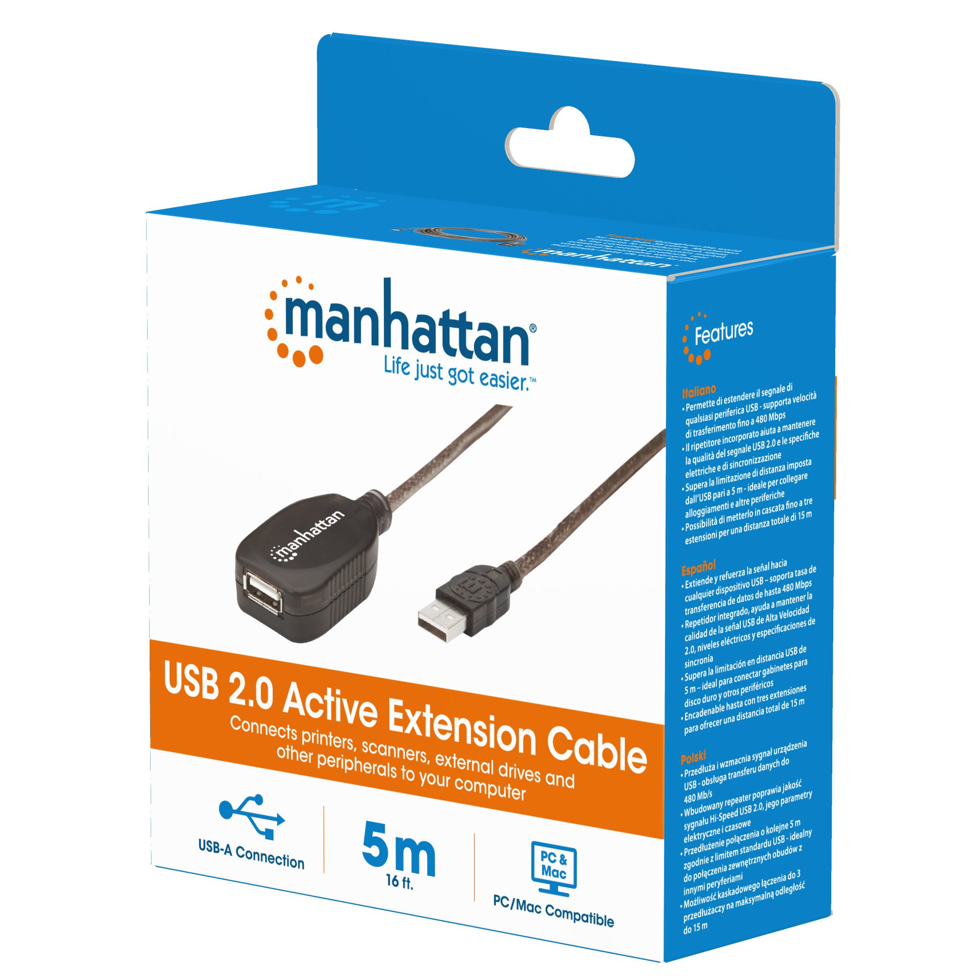 Ripetitore USB 2.0 Velocità 5m MANHATTAN - immagine 2