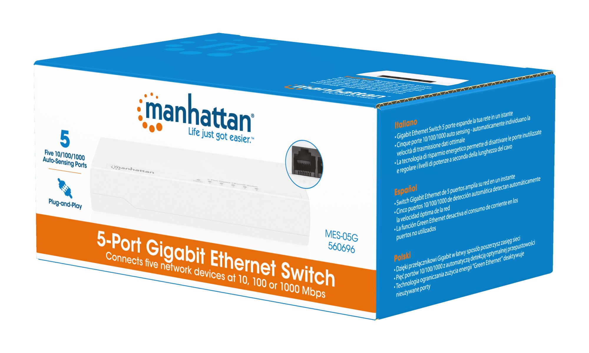 Switch Gigabit 5 Porte: Connessione Veloce per il Tuo Desktop MANHATTAN - immagine 2