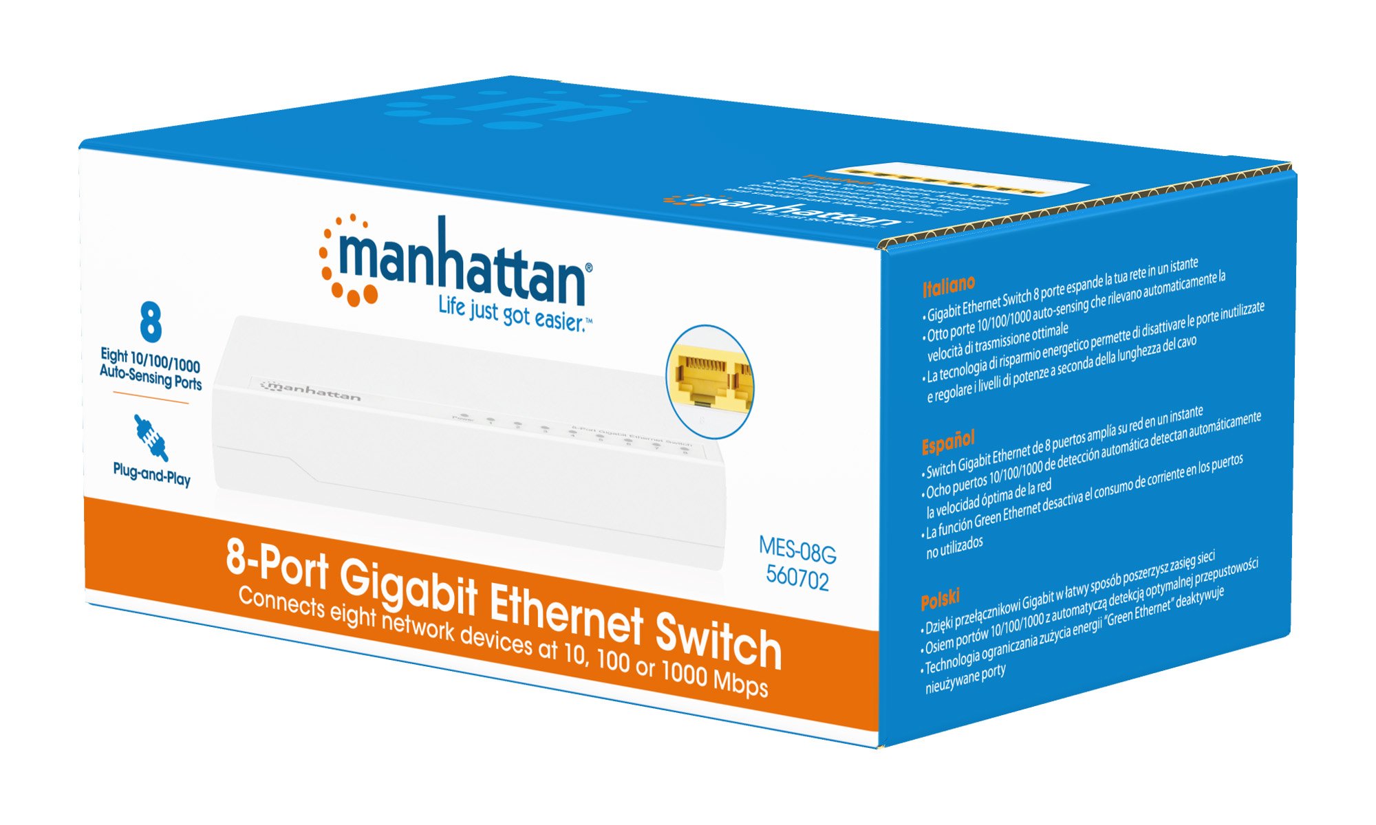 Switch Gigabit Ethernet 8 Porte: Performance e Connettività Top! MANHATTAN - immagine 2