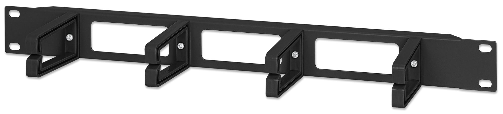 Pannello Passacavi 4 Anelli in Plastica Lunghi 3 Fori 1U Nero INTELLINET - immagine 2