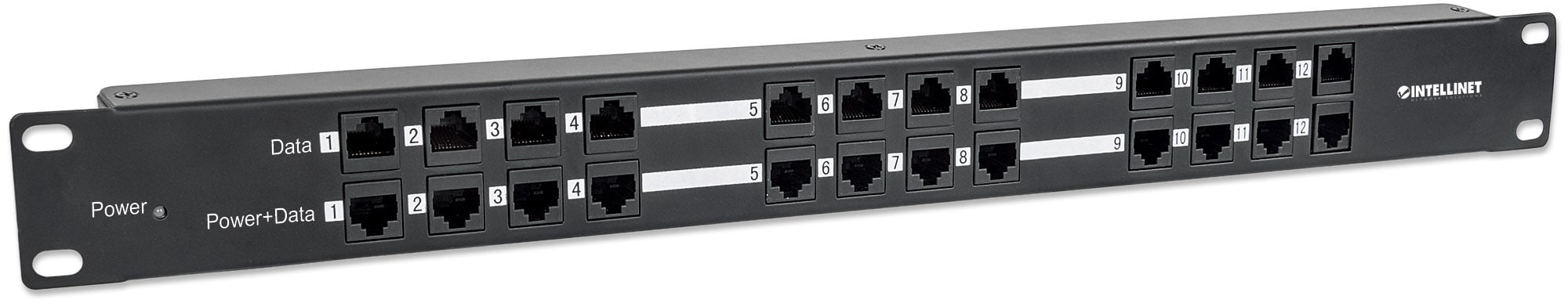 Pannello Patch PoE Passivo 12 Porte con Alimentatore INTELLINET - immagine 2