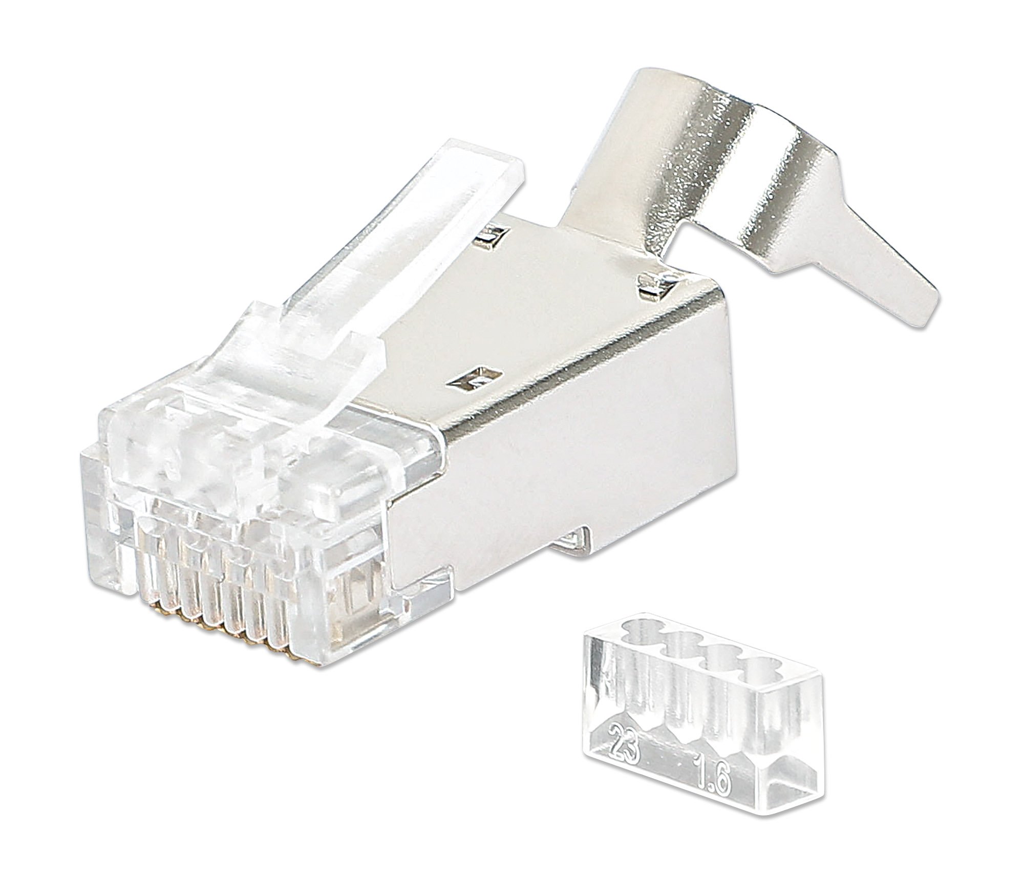 Confezione 50 Plug RJ45 STP per Cavo Rigido Flessibile Cat.6A STP INTELLINET - immagine 2
