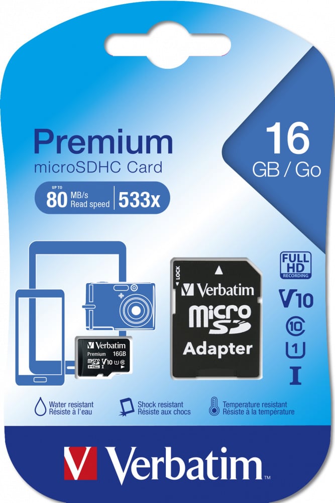 Memoria Micro SDHC 16 Gb con Adattatore - Classe 10 VERBATIM - immagine 2