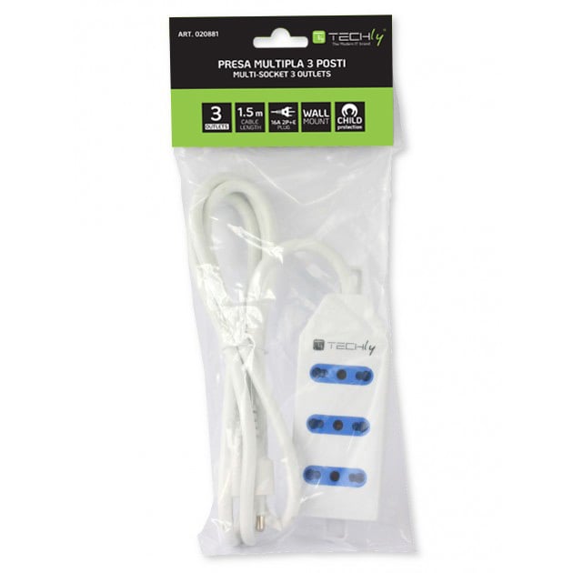 Multipresa Tripla Italiana Dual Power TECHLY - immagine 2