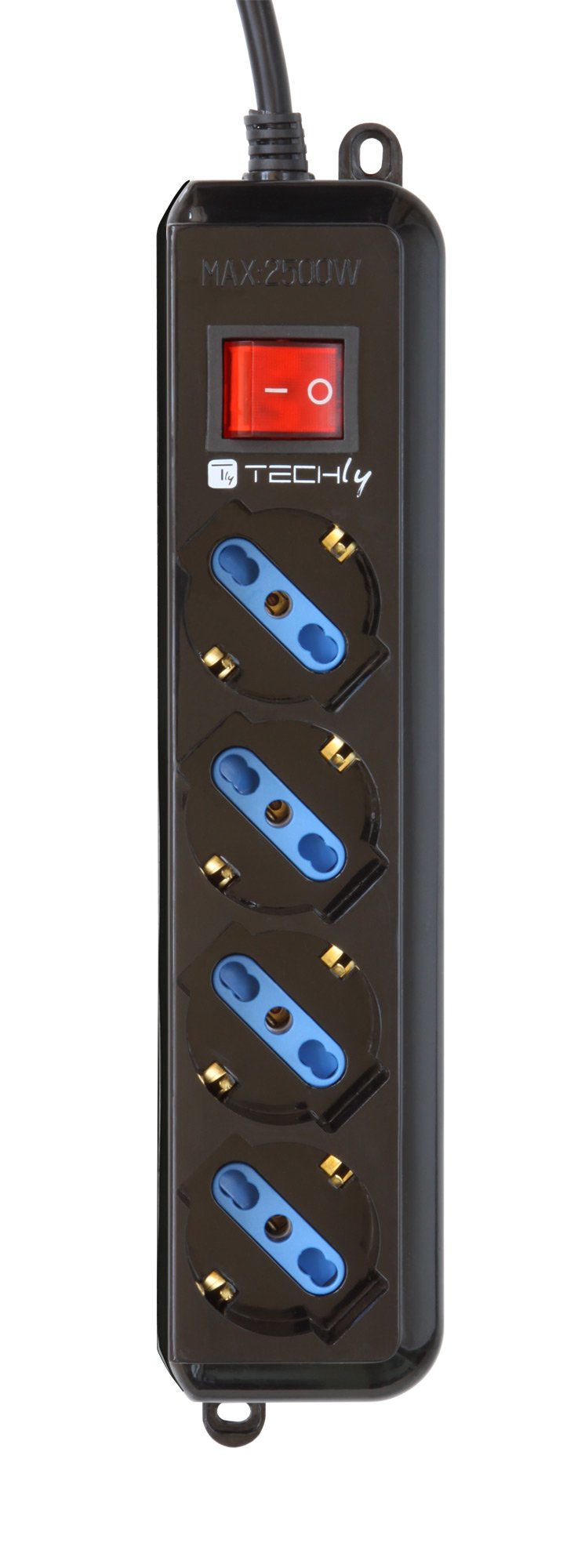 Multipresa 4 Posti Italiana Bipasso con Interruttore Nero TECHLY - immagine 2